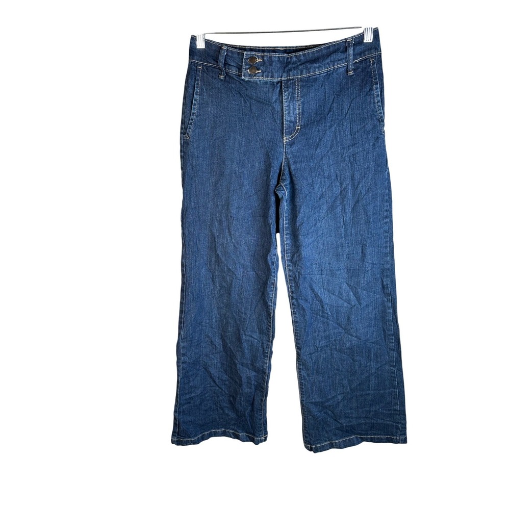 Nine West Women'sโ Denim Trousers Dark Blue Stretch Wide Leg Jeans Size 8
